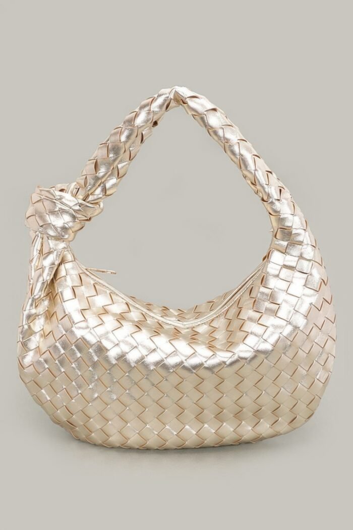 Faux Leather Braided Big Hobo Bag - Image 3