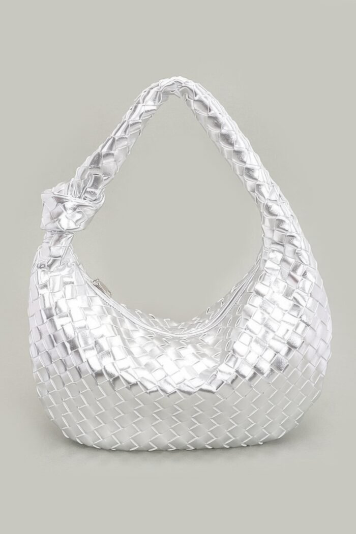 Faux Leather Braided Big Hobo Bag - Image 4