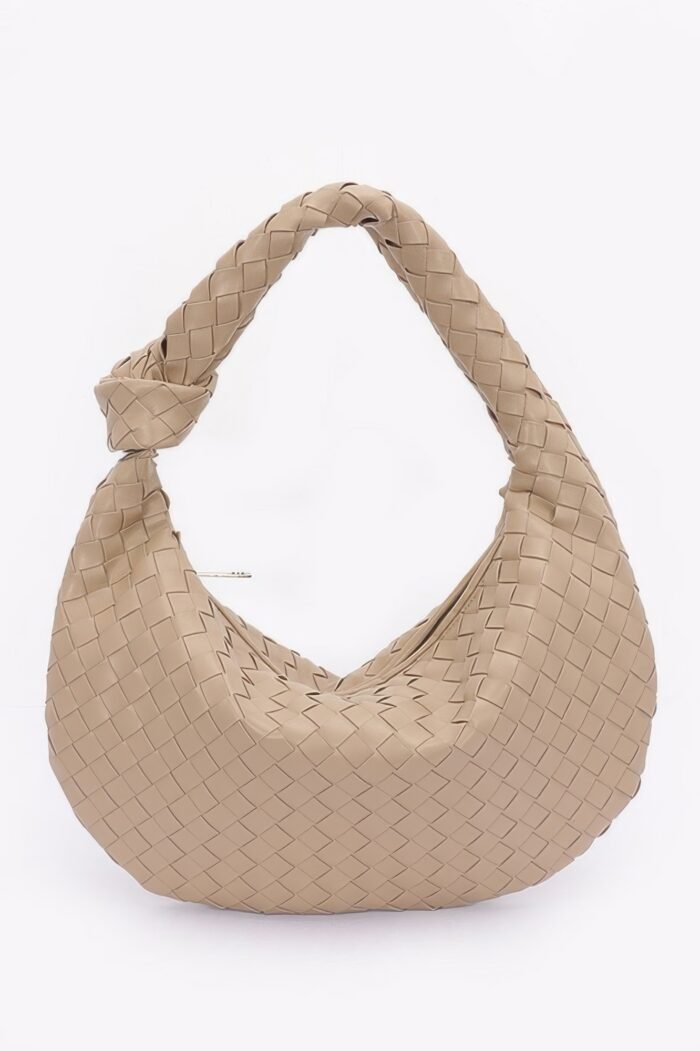 Faux Leather Braided Big Hobo Bag - Image 5