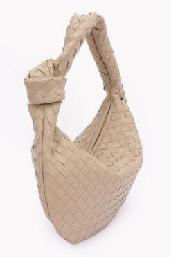 Faux Leather Braided Big Hobo Bag