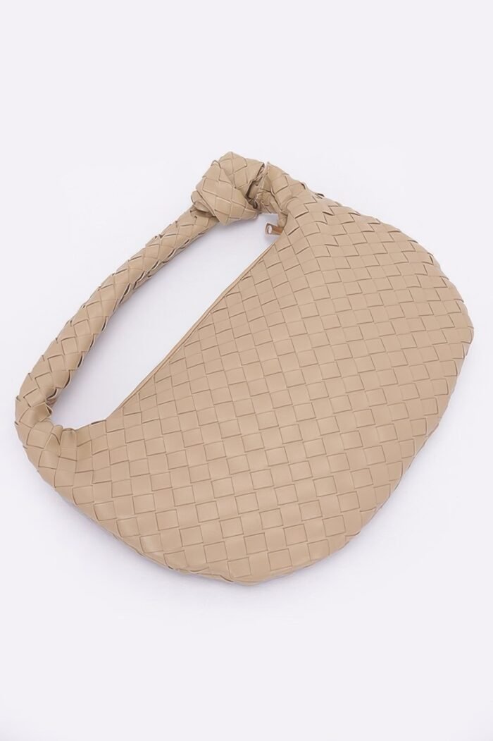 Faux Leather Braided Big Hobo Bag - Image 7