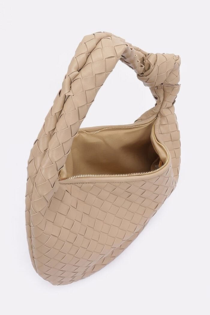 Faux Leather Braided Big Hobo Bag - Image 8