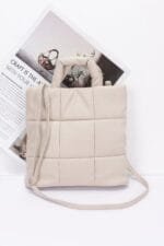 Quilted Faux Leather Padded Tote Bag
