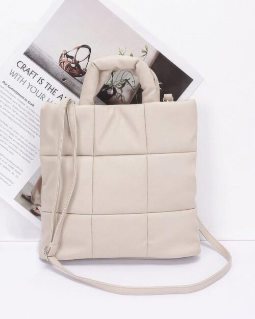 Quilted Faux Leather Padded Tote Bag