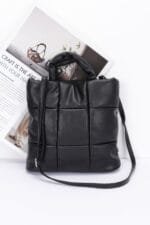 Quilted Faux Leather Padded Tote Bag