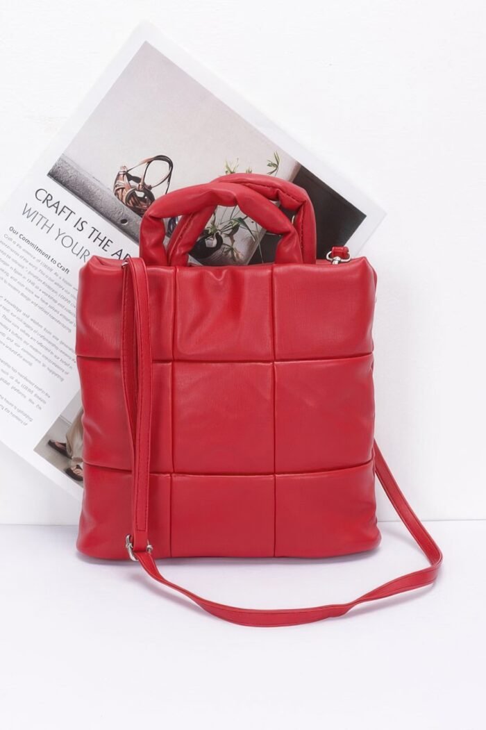 Quilted Faux Leather Padded Tote Bag - Image 3