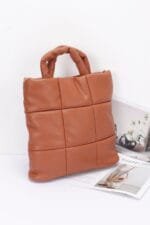 Quilted Faux Leather Padded Tote Bag