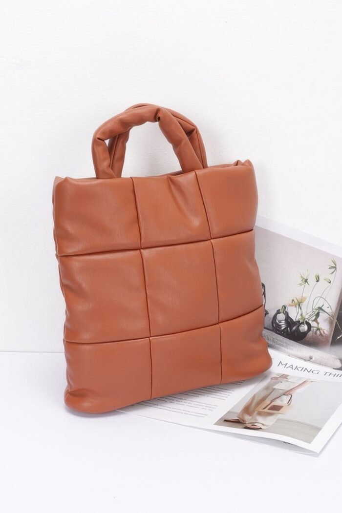 Quilted Faux Leather Padded Tote Bag - Image 6