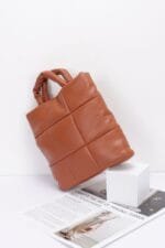 Quilted Faux Leather Padded Tote Bag