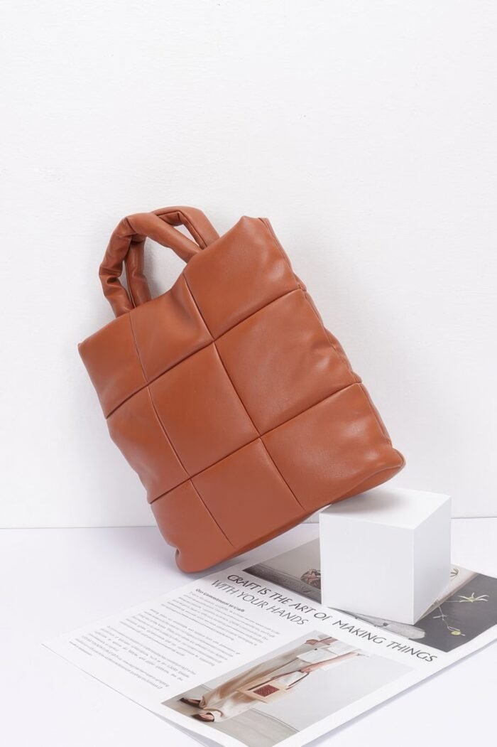 Quilted Faux Leather Padded Tote Bag - Image 7