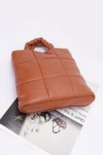 Quilted Faux Leather Padded Tote Bag
