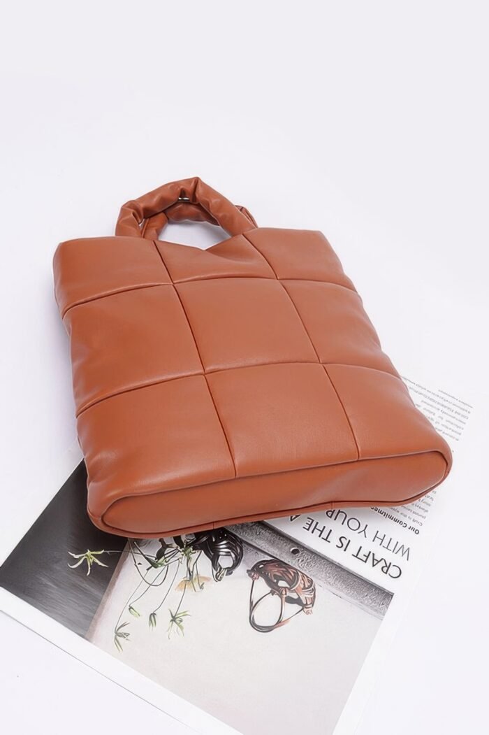Quilted Faux Leather Padded Tote Bag - Image 8