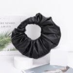 Faux Leather Pleated Handle Clutch