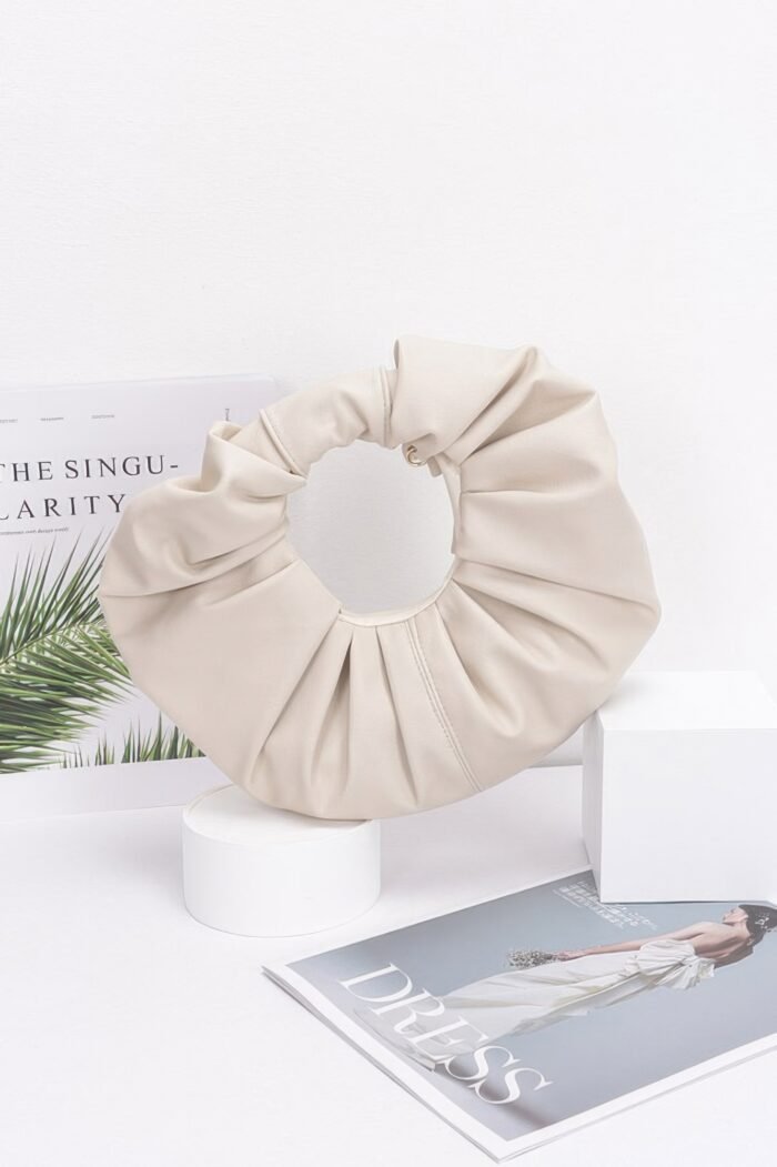 Faux Leather Pleated Handle Clutch - Image 3