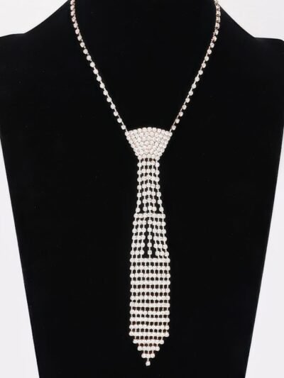 Rhinestone Necktie Necklace