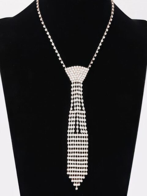 Rhinestone Necktie Necklace