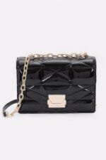 Embossed Enamel Flap Crossbody Clutch