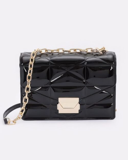 Embossed Enamel Flap Crossbody Clutch