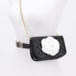 Faux Leather Quilted Flower Beltbag Shoulder Chain