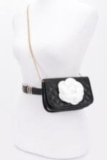 Faux Leather Quilted Flower Beltbag Shoulder Chain