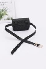 Faux Leather Quilted Flower Beltbag Shoulder Chain