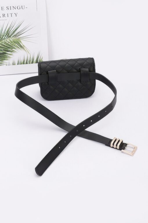 Faux Leather Quilted Flower Beltbag Shoulder Chain - Image 2