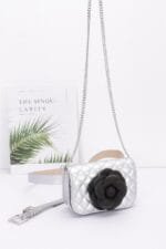 Faux Leather Quilted Flower Beltbag Shoulder Chain