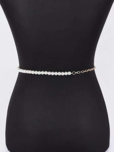 Flower Ribbon Faux Pearl Belt Flower Ribbon Faux Pearl Belt