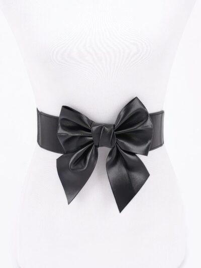 Faux Leather Ribbon Elastic Belt