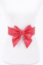 Faux Leather Ribbon Elastic Belt