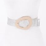 Vintage Buckle Metallic Stretch Straw Plussizebelt
