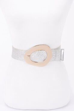 Vintage Buckle Metallic Stretch Straw Plussizebelt