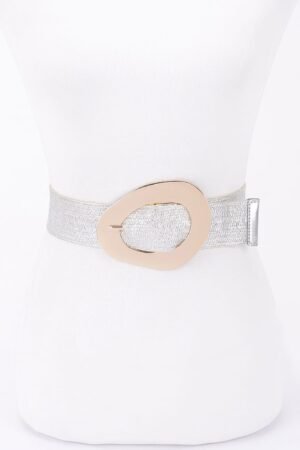 Vintage Buckle Metallic Stretch Straw Plussizebelt