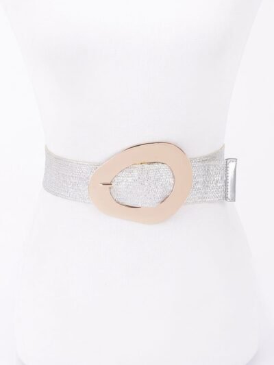 Vintage Buckle Metallic Stretch Straw Plussizebelt