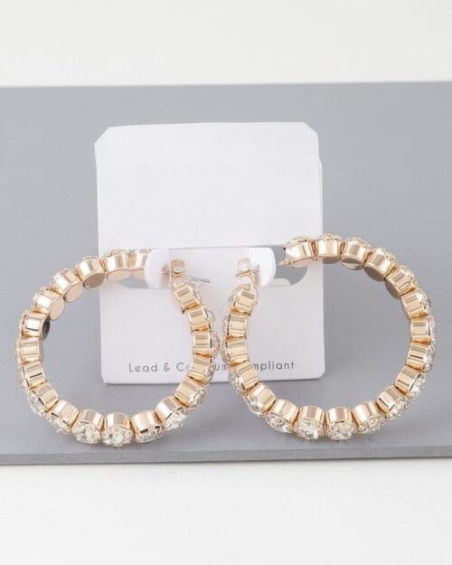 Geometric Rhinestone Cut Hoop Earrings