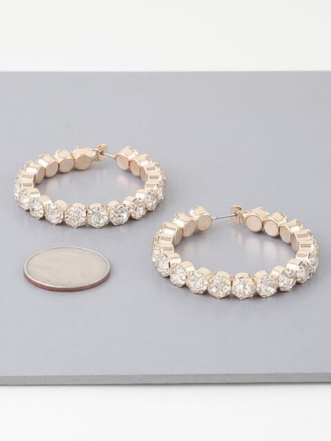 Geometric Rhinestone Cut Hoop Earrings