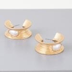 Flared Pearl Teardrop Hoop Earrings