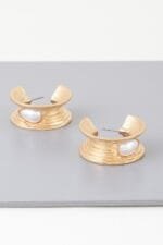 Flared Pearl Teardrop Hoop Earrings