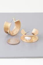 Flared Pearl Teardrop Hoop Earrings