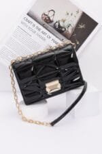 Embossed Enamel Flap Crossbody Clutch