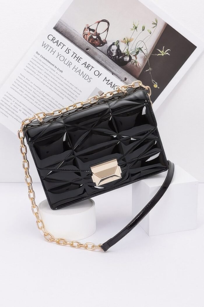 Embossed Enamel Flap Crossbody Clutch - Image 2