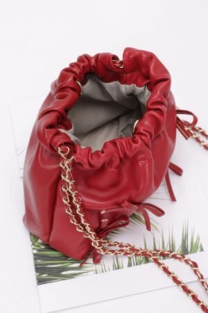 Faux Leather Multi Ribbon Bucket Chaincrossbodybag Faux Leather Multi Ribbon Bucket Chaincrossbodybag