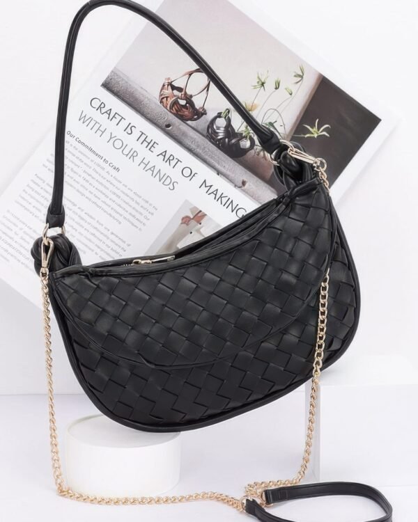 Faux Leather Braided Double Hobo Bag