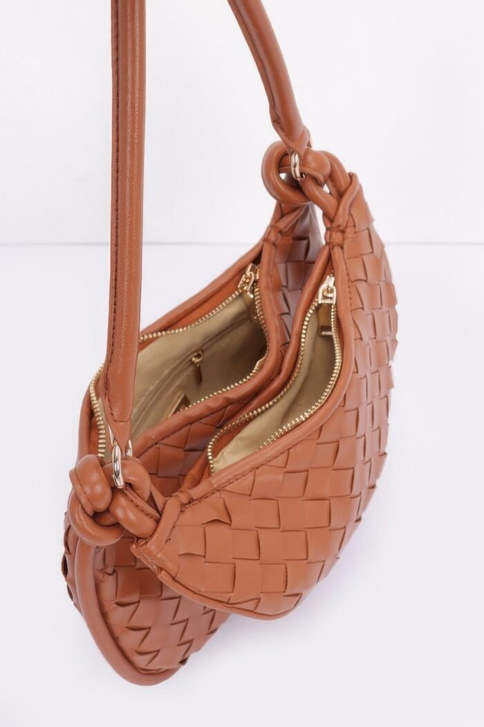 Faux Leather Braided Double Hobo Bag - Image 4
