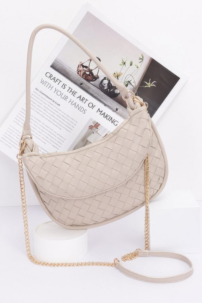 Faux Leather Braided Double Hobo Bag - Image 5
