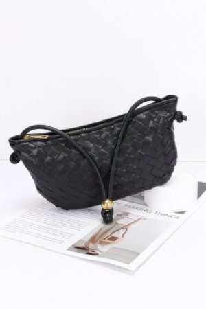 Faux Leather Braided Wrist And Shoulder Bag