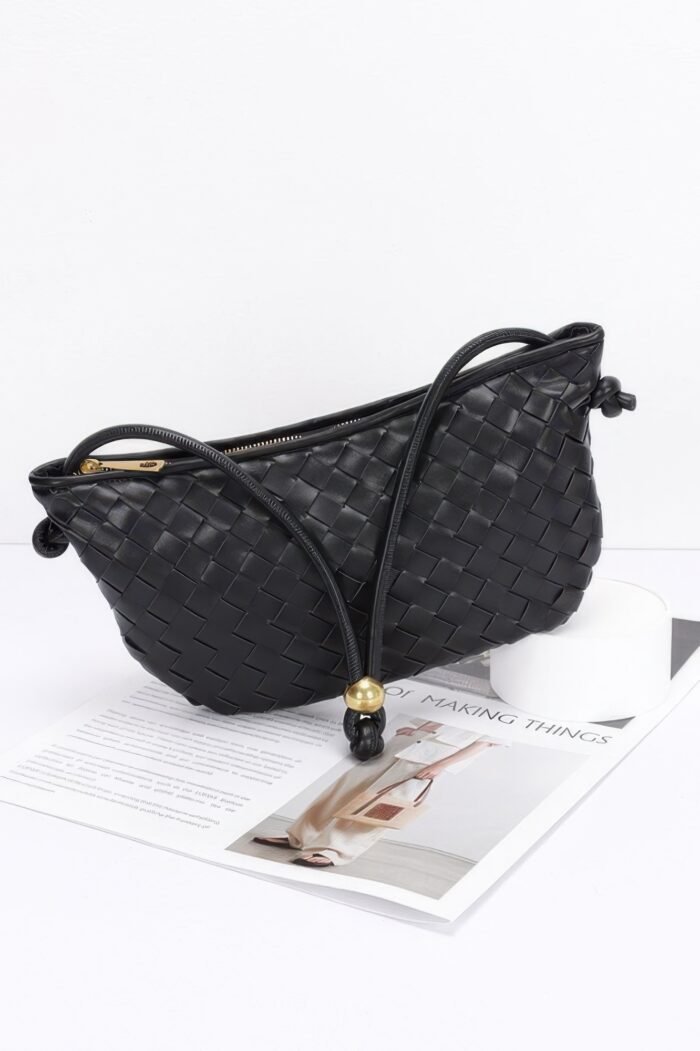 Faux Leather Braided Wrist And Shoulder Bag - Image 1
