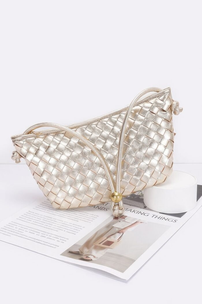 Faux Leather Braided Wrist And Shoulder Bag - Image 3