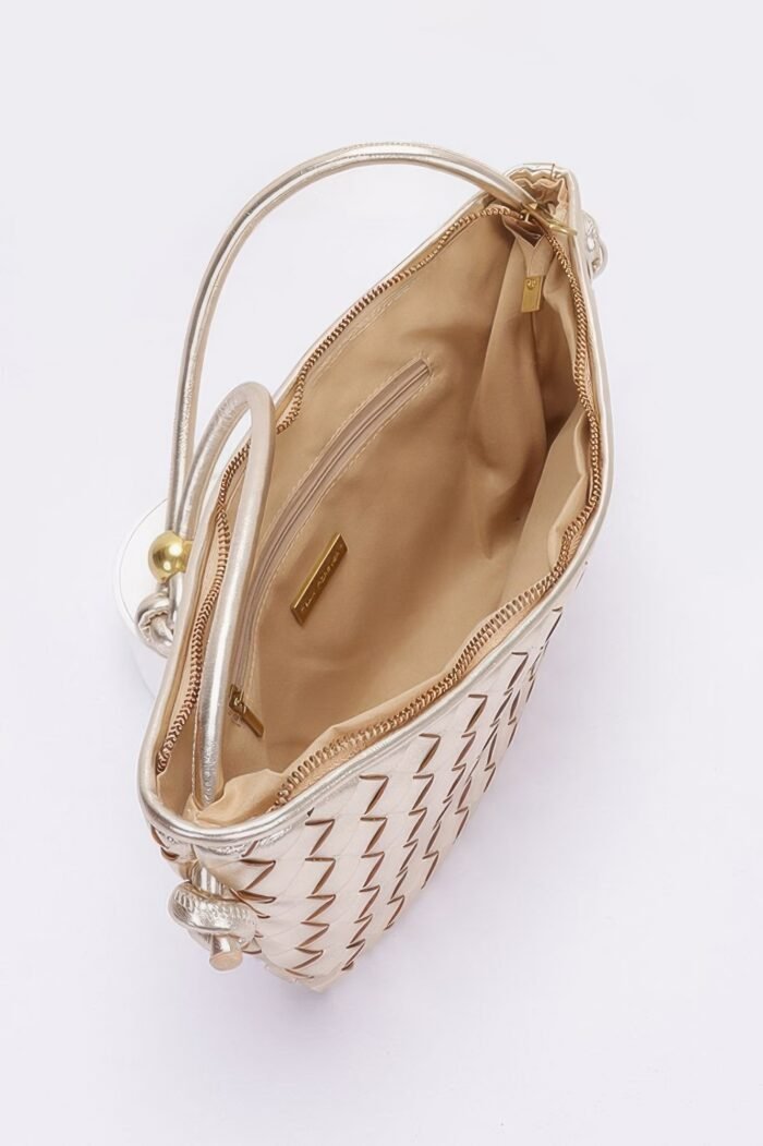 Faux Leather Braided Wrist And Shoulder Bag - Image 4