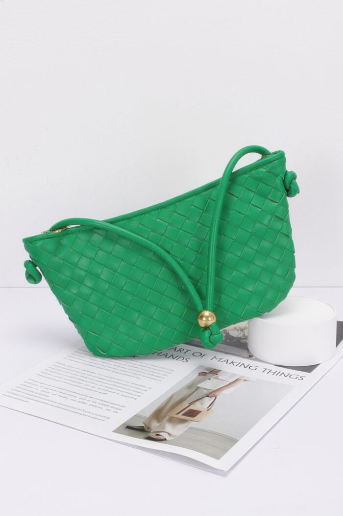 Faux Leather Braided Wrist And Shoulder Bag - Image 5